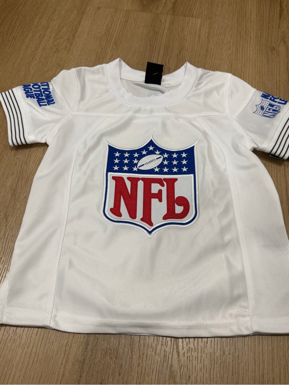 NFL White Kids Short-Sleeve Jersey with Red & Blue Shield Logo